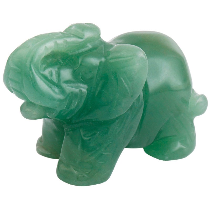 SUNYIK 1.5 Inch Green Aventurine Elephant Figurine, Healing Stone Elephant with Trunk Up Good Luck Desk Decor for Office Home - Image 1